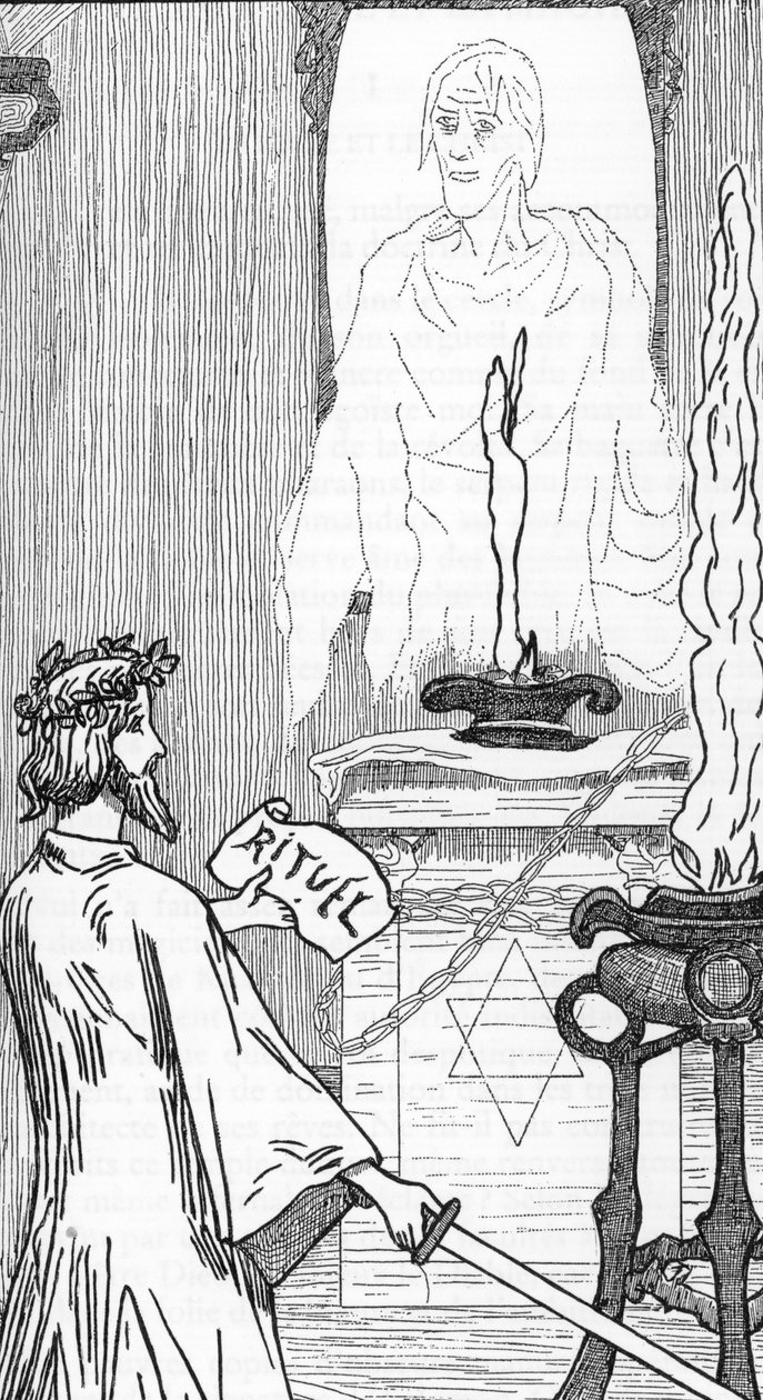 Ruhçuluk: Ruhların çağrışımı Henry de Malvost'un Jules Bois'in “Satanism and Magic” adlı eserinden çizimi 1895 Özel Koleksiyonu by Henry de Malvost