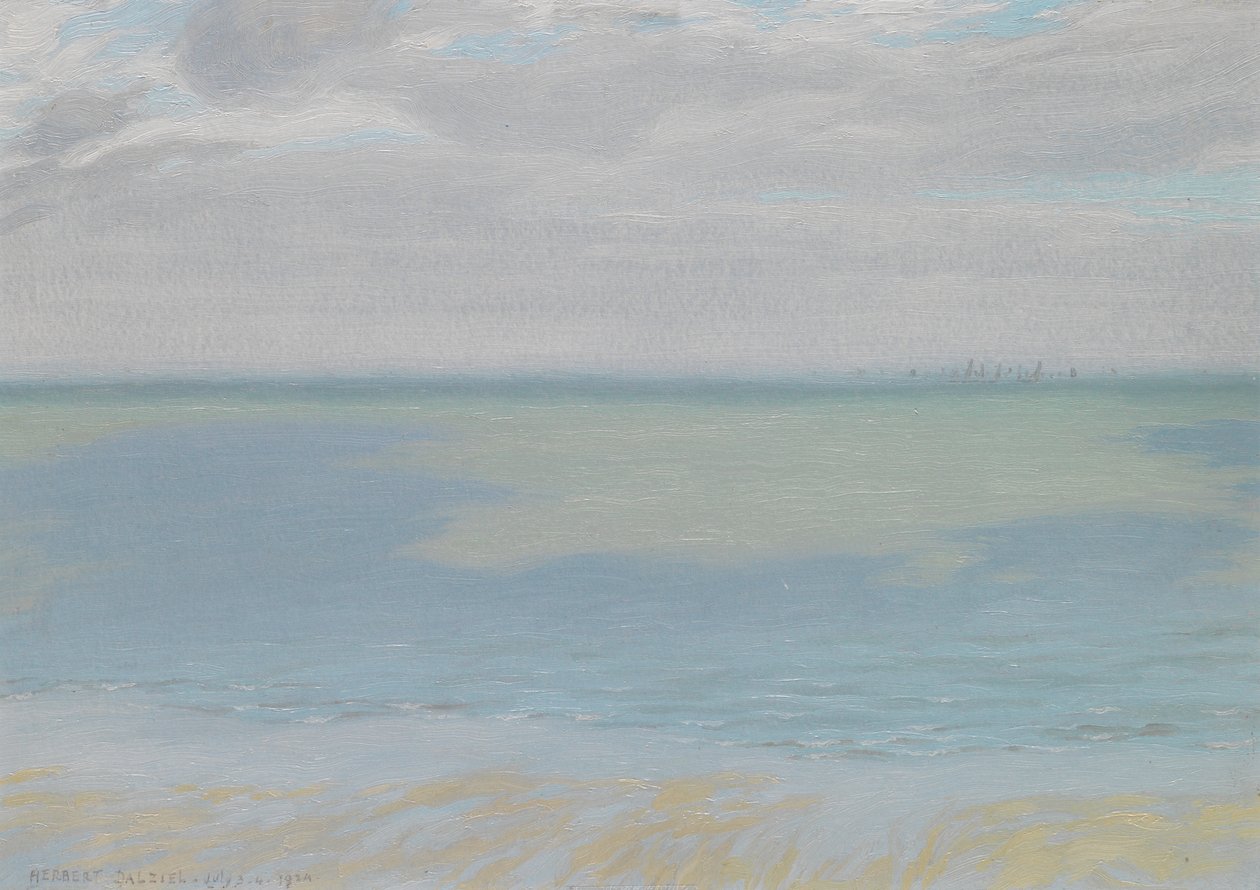Gökyüzü ve Deniz Çalışması, 1924 (kağıt üzerinde yağlı boya) by Herbert Dalziel