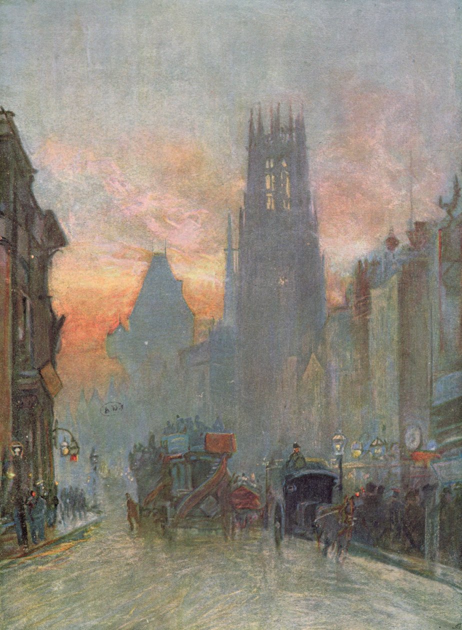 19. yüzyılın sonlarında Fleet Street, Londra'ya bakan görünüm by Herbert Menzies Marshall