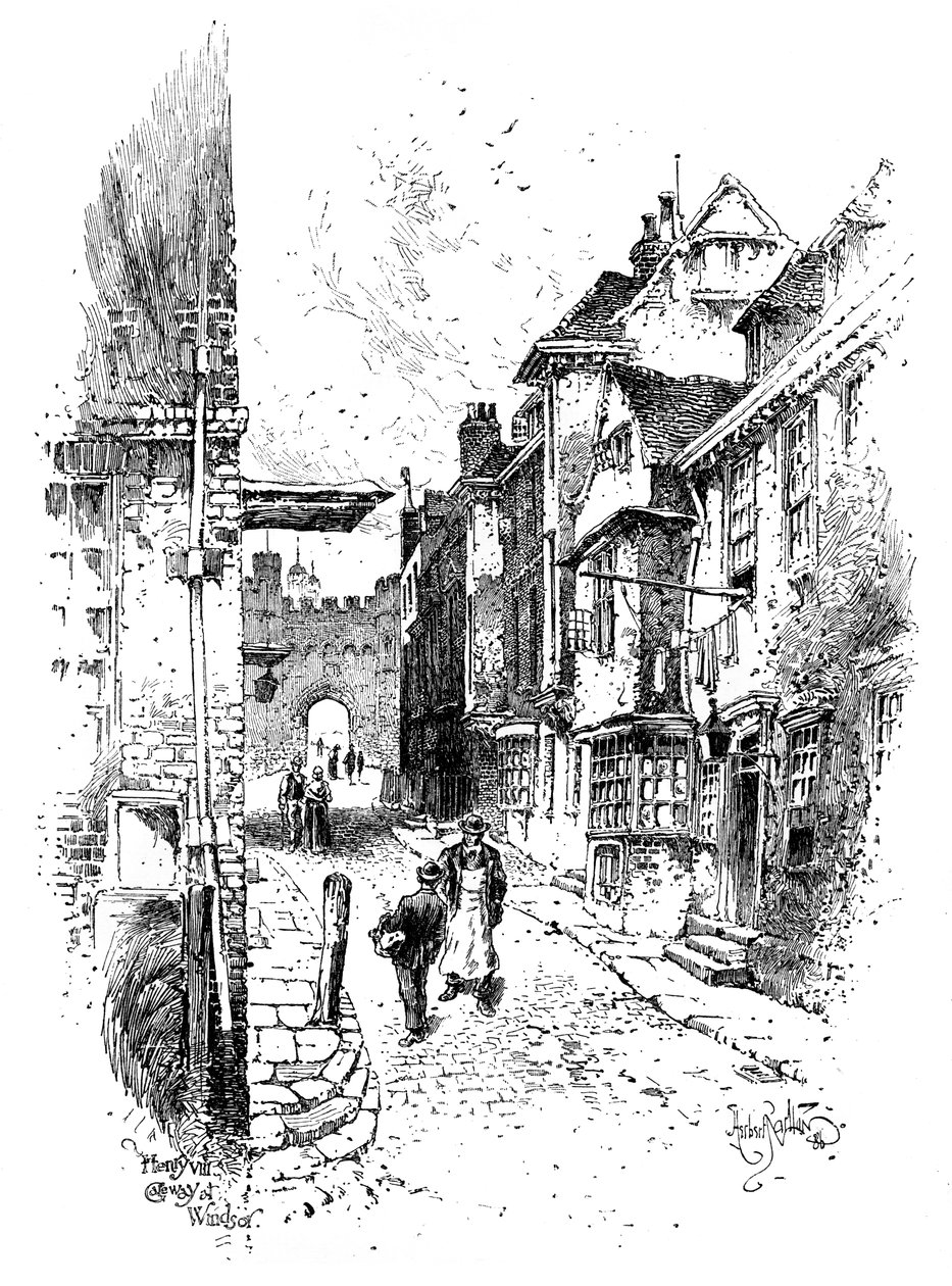 Henry VIIIs geçidi, Windsor Kalesi, c1888. by Herbert Arthur