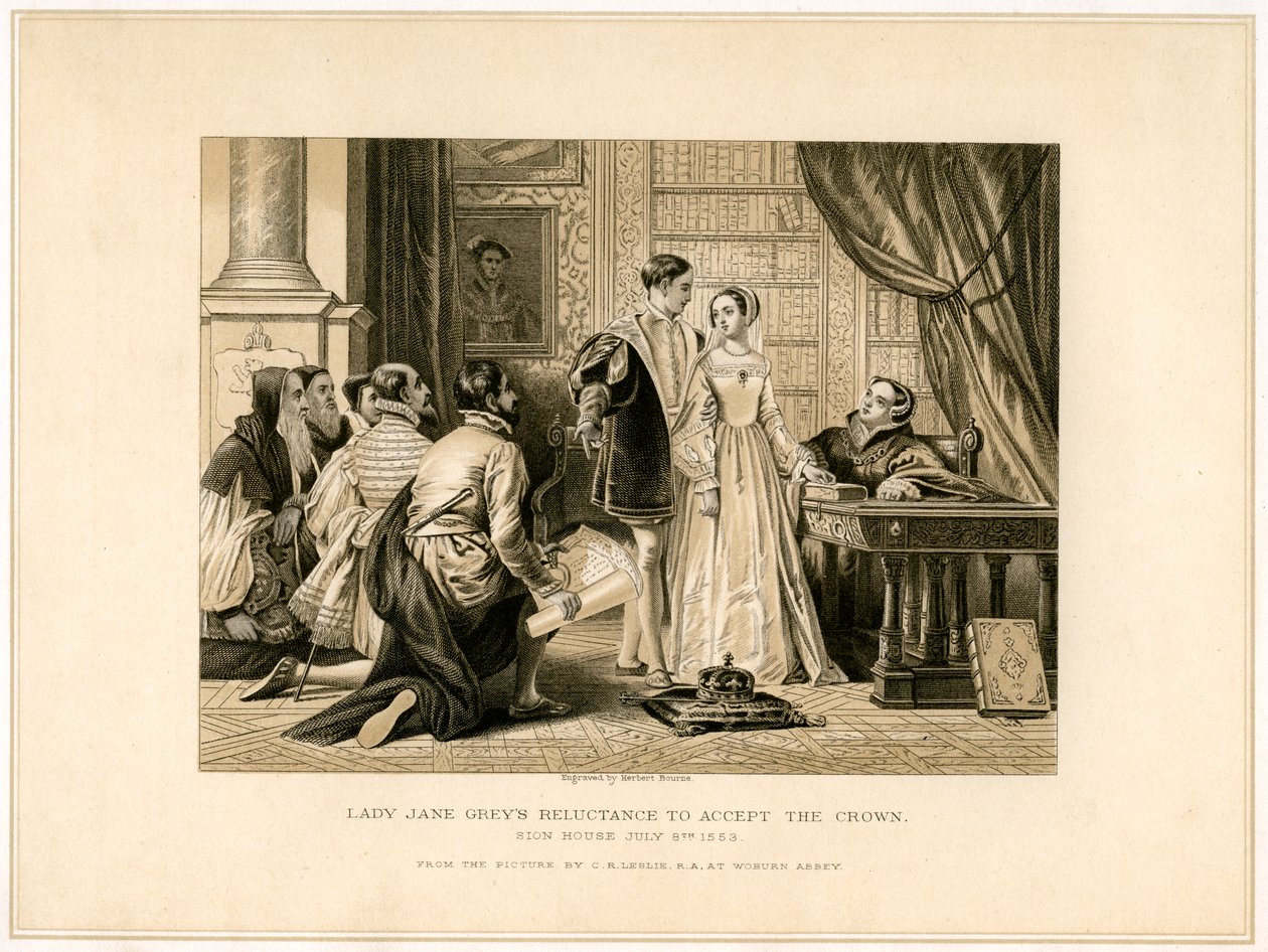 Leydi Jane Grays Tacı Kabul Etme isteksizliği, 19. yüzyıl by Herbert Bourne