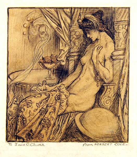 Sphynx (kağıt üzerine mürekkep, kurşun kalem ve sulu boya) by Herbert Cole
