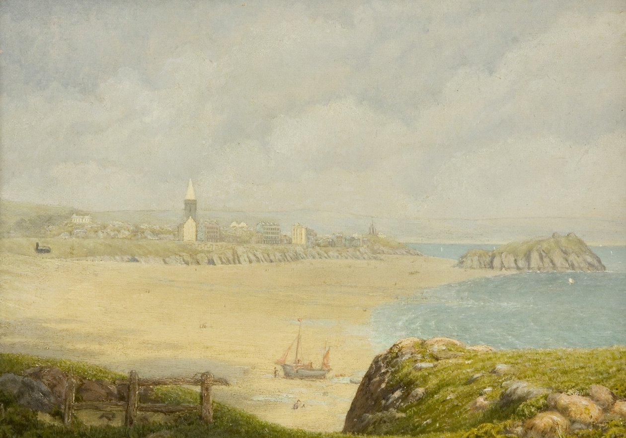 Tenby, Sahil (Tuval üzerine yağlıboya) by Herbert Isambard Owen