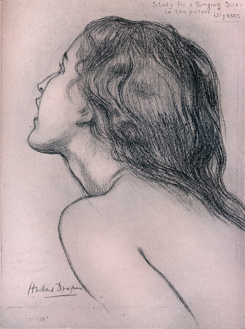 Şarkı Söyleyen Siren Çalışması, c1909 by Herbert James Draper