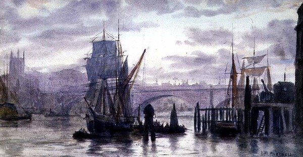 Thames üzerinde, sulu boya by Herbert Menzies Marshall