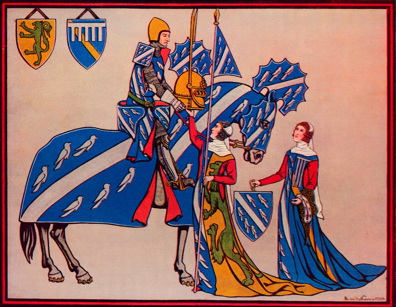 Sir Geoffrey Luttrell, Karısı ve Gelini, c1340, 1926 by Herbert Norris