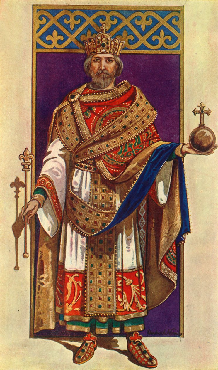 Tam Devlet Elbiseli İmparator Charlemagne MS 800, 1924. by Herbert Norris