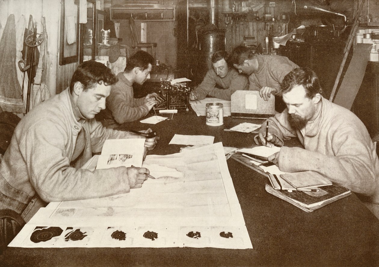Kış Çalışması Soldan sağa - Debenham, Cherry-Garrard, Bowers, Evans, Taylor, c1911, 1913 by Herbert Ponting