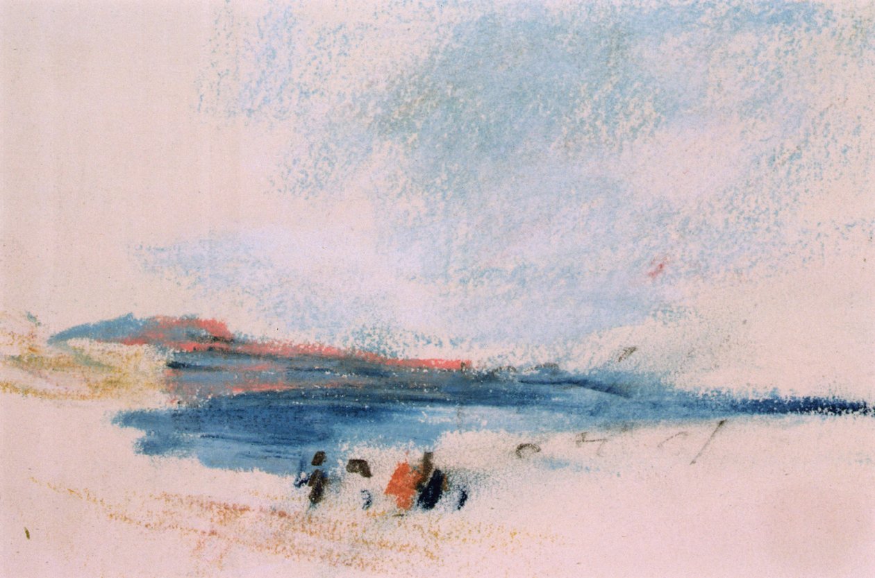 Mavi Su ve Figürlerin Ön Planda Olduğu Bir Koy by Hercules Brabazon Brabazon