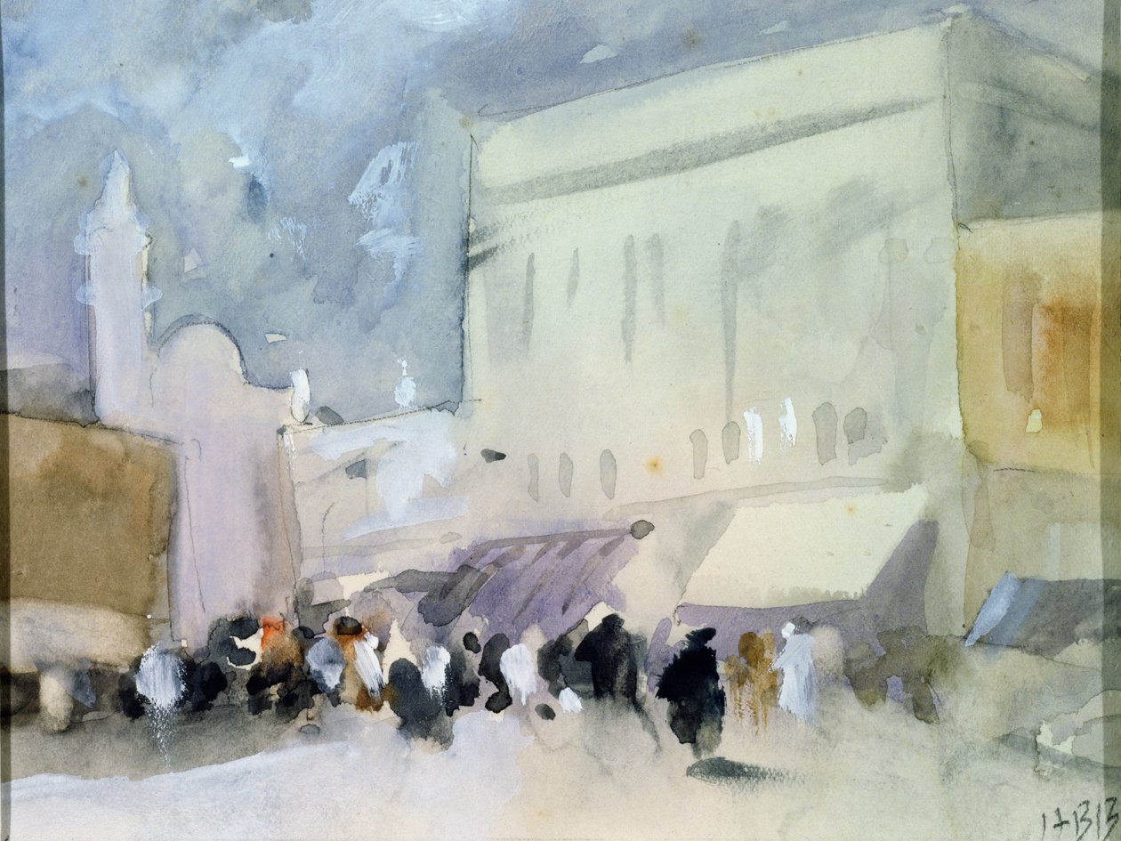 Karaçi'de bir pazar sahnesi (kağıt üzerinde kalem ve tuvalet) by Hercules Brabazon Brabazon