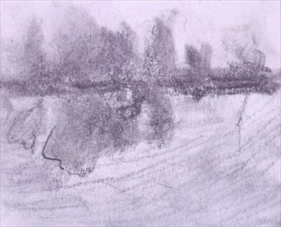 Suya Yansıyan Bir Grup Ağaç (pastel ve kağıt üzerinde yıkama) by Hercules Brabazon Brabazon