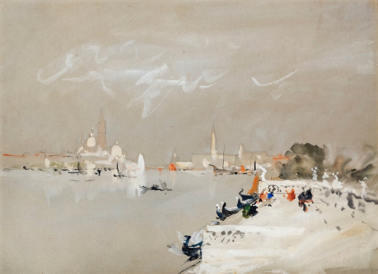 Lagünün Karşısında, Venedik (suluboya) by Hercules Brabazon Brabazon