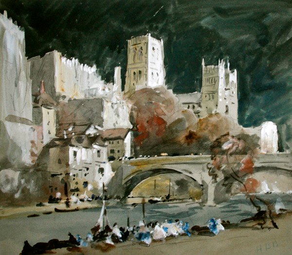 Durham (renkli kağıt üzerine sulu boya ve gövde rengi) by Hercules Brabazon Brabazon