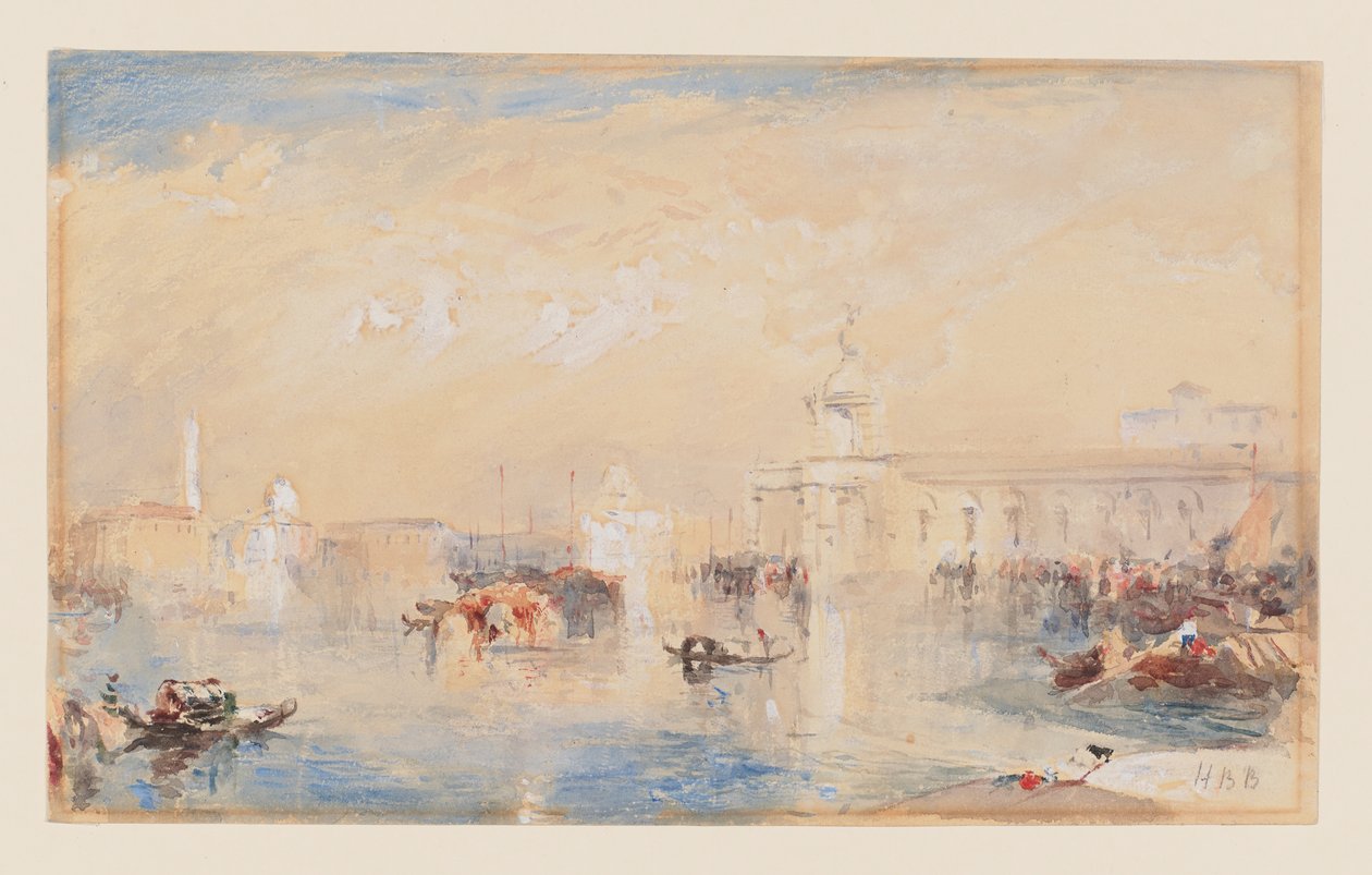 Turner'ın 'The Dogana, San Giorgio, Citella, from the Steps of Europa'sından sonraki manzara (suluboya, gövde rengi ve kağıt üzerine kalem) by Hercules Brabazon Brabazon