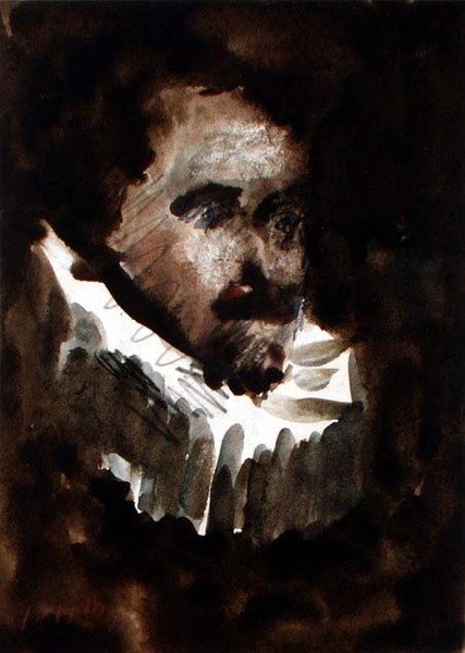Ruff olan adam (suluboya, kağıt üzerine kalem) by Hercules Brabazon Brabazon