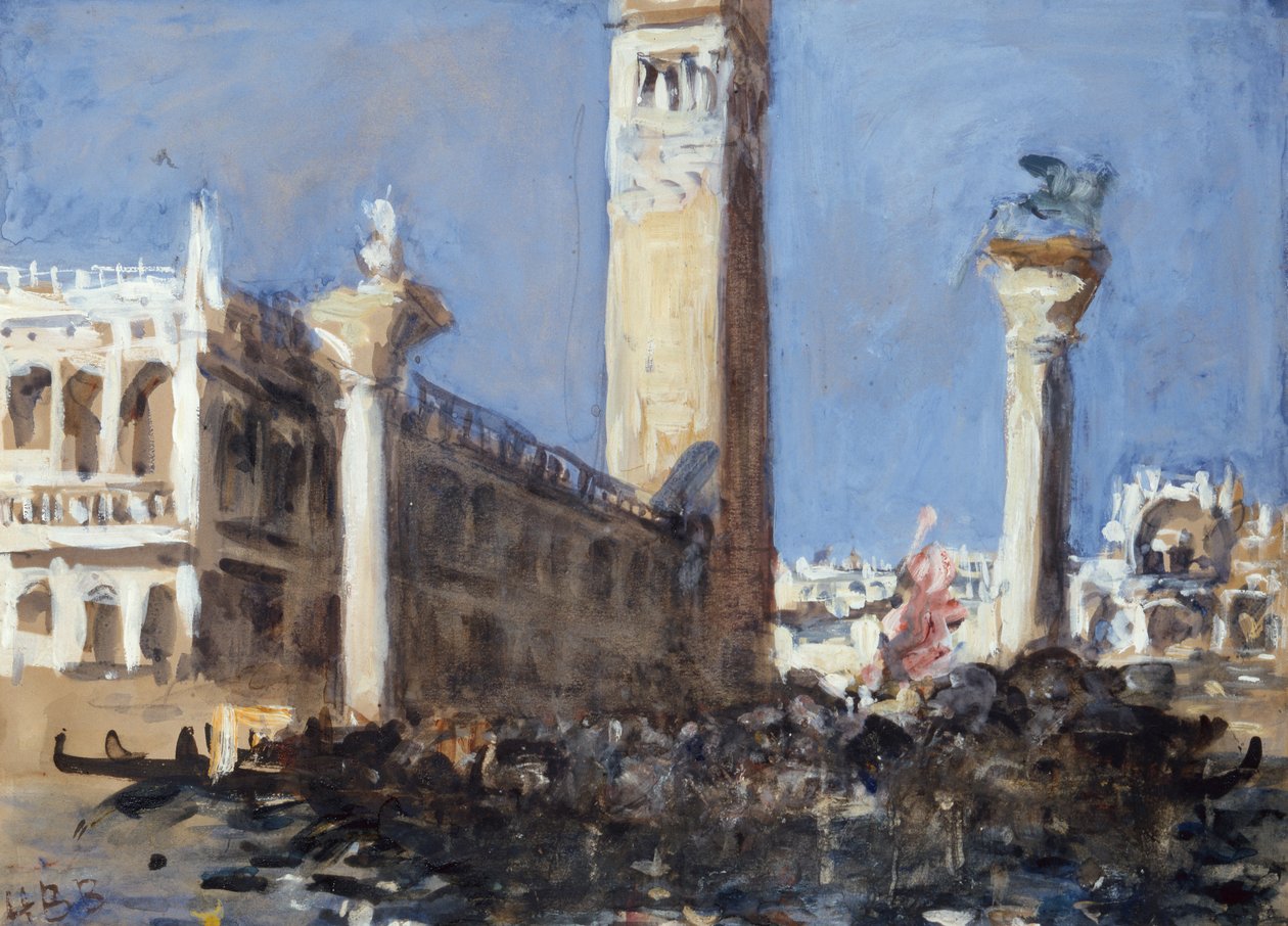 Kanaldan Piazzetta (kalem, sulu boya ve gövde rengi) by Hercules Brabazon Brabazon
