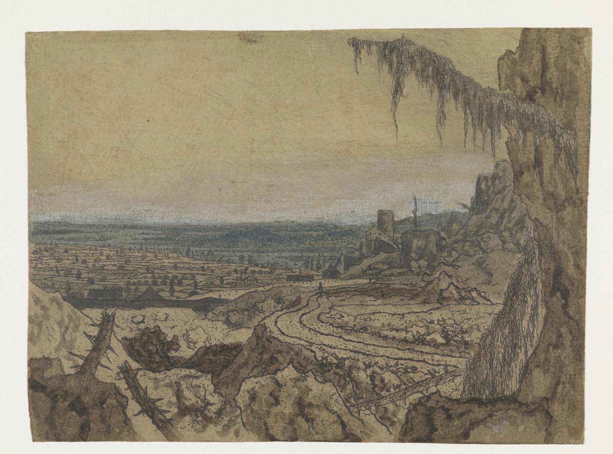Yol ve Yosunlu Dallar ile Uzak Görünüm by Hercules Segers
