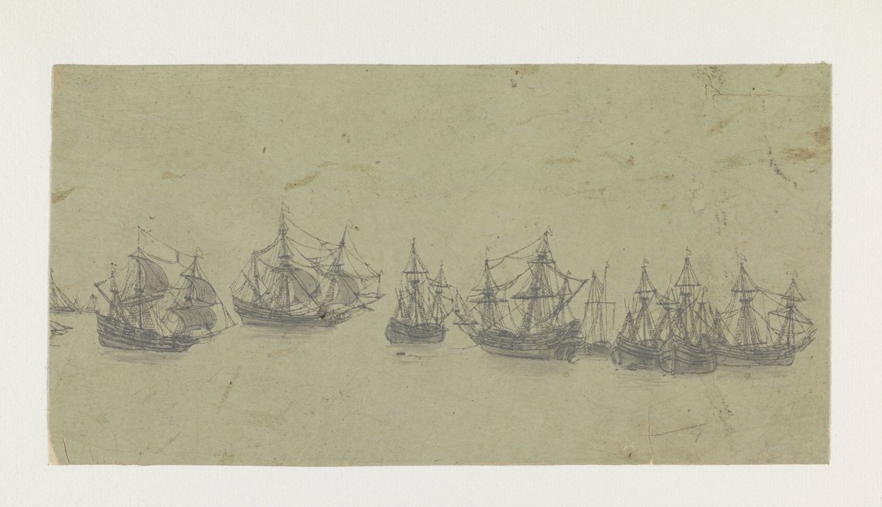 Bir Yolda Gemilerle Friz by Hercules Segers