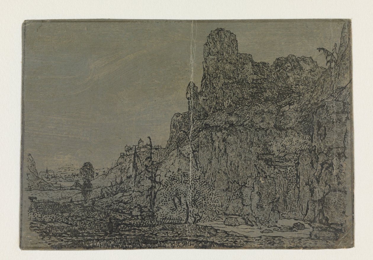 Sarp Uçurumlu Manzara, Küçük Versiyon Sarp Uçurum ve Dere ile Peyzaj: Küçük Versiyon by Hercules Segers