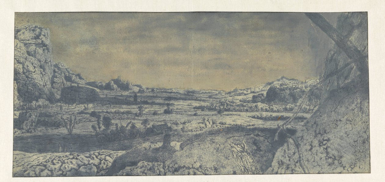 Çitlerle çevrili Tarlalı Dağ Vadisi by Hercules Segers