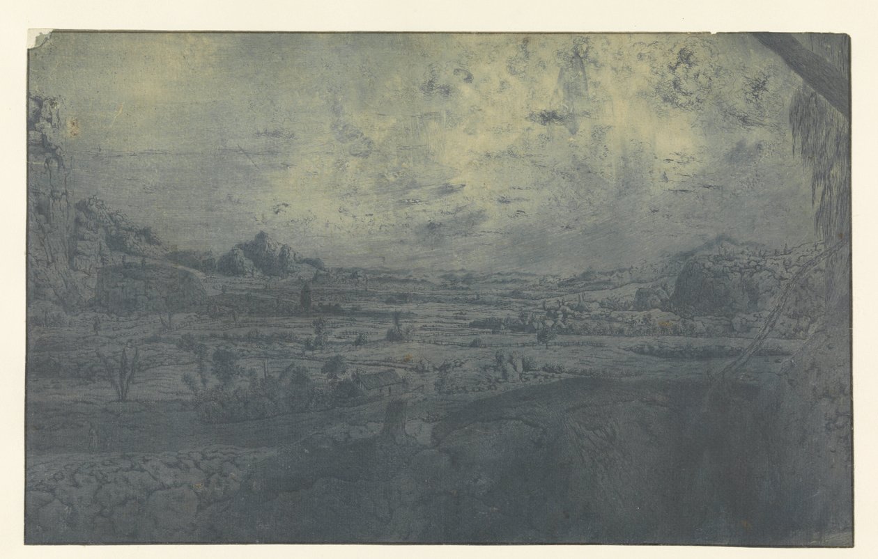 Çitlerle çevrili Tarlalı Dağ Vadisi by Hercules Segers