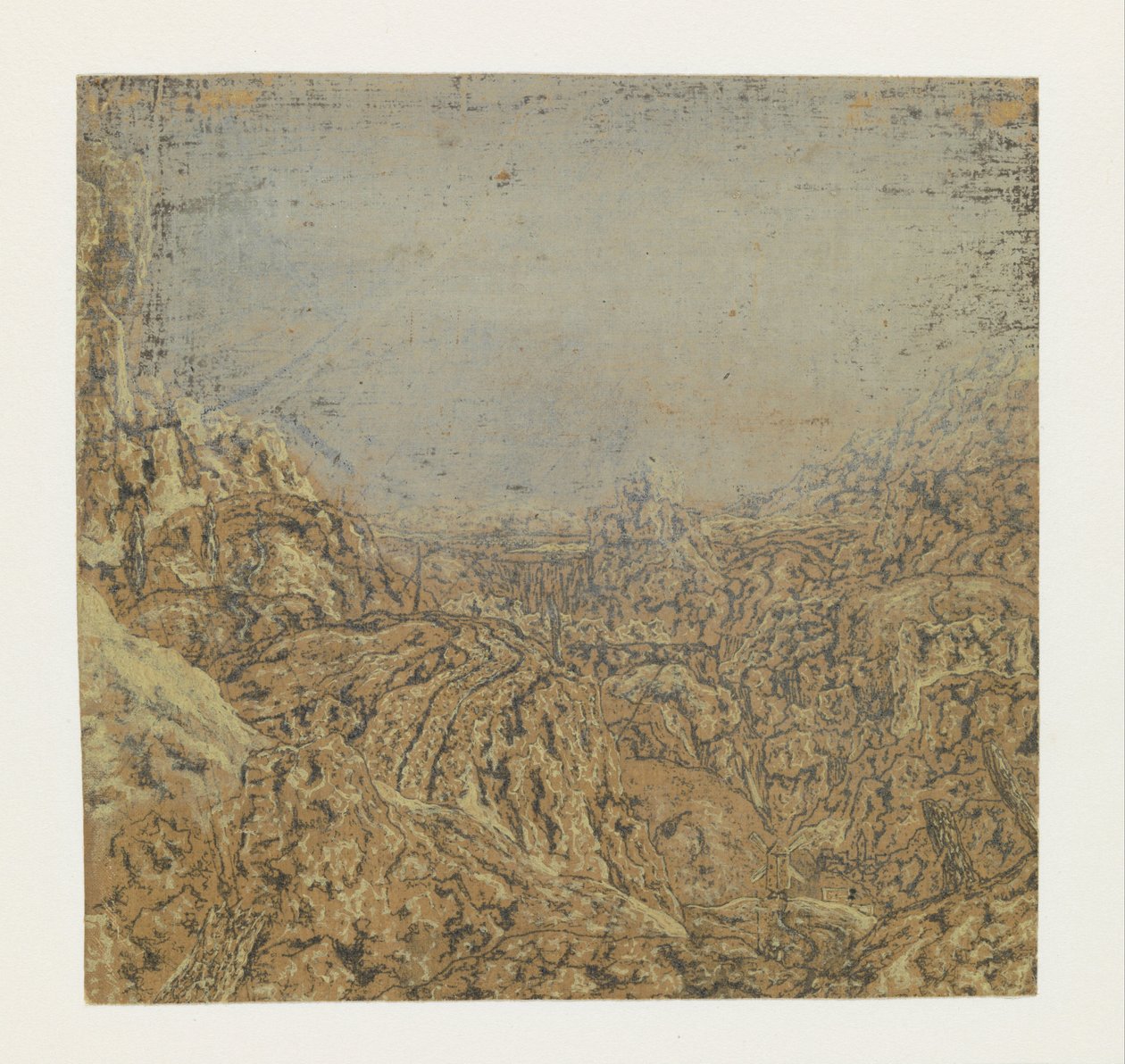 Gorge ile Kayalık Manzara, İlk Versiyon Bir Gorge Sınırlayan Bir Yol ile Rocky Peyzaj: İlk Versiyon by Hercules Segers