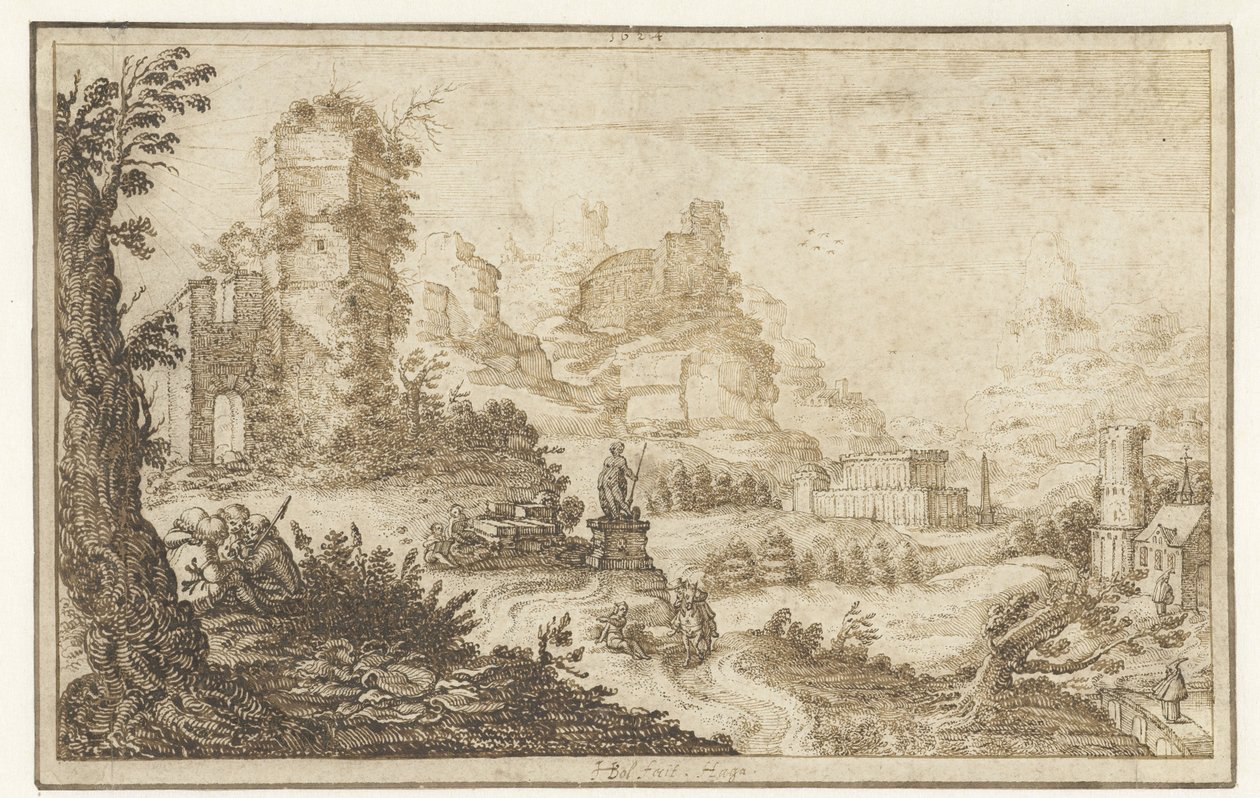 Harabeler ve Heykel ile Manzara by Herman Breckerveld