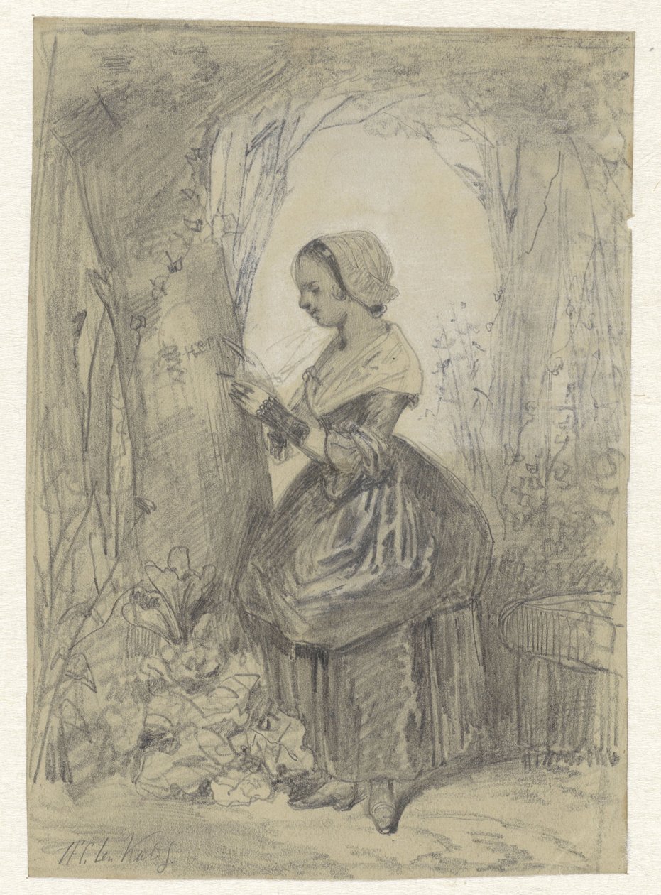 Kız bir ağacın yanında by Herman Frederik Carel ten Kate