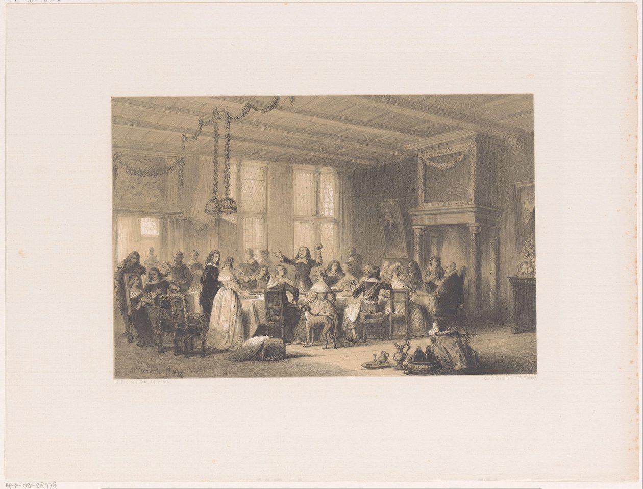 On yedinci yüzyılda bir düğün yemeğinde tost by Herman Frederik Carel ten Kate