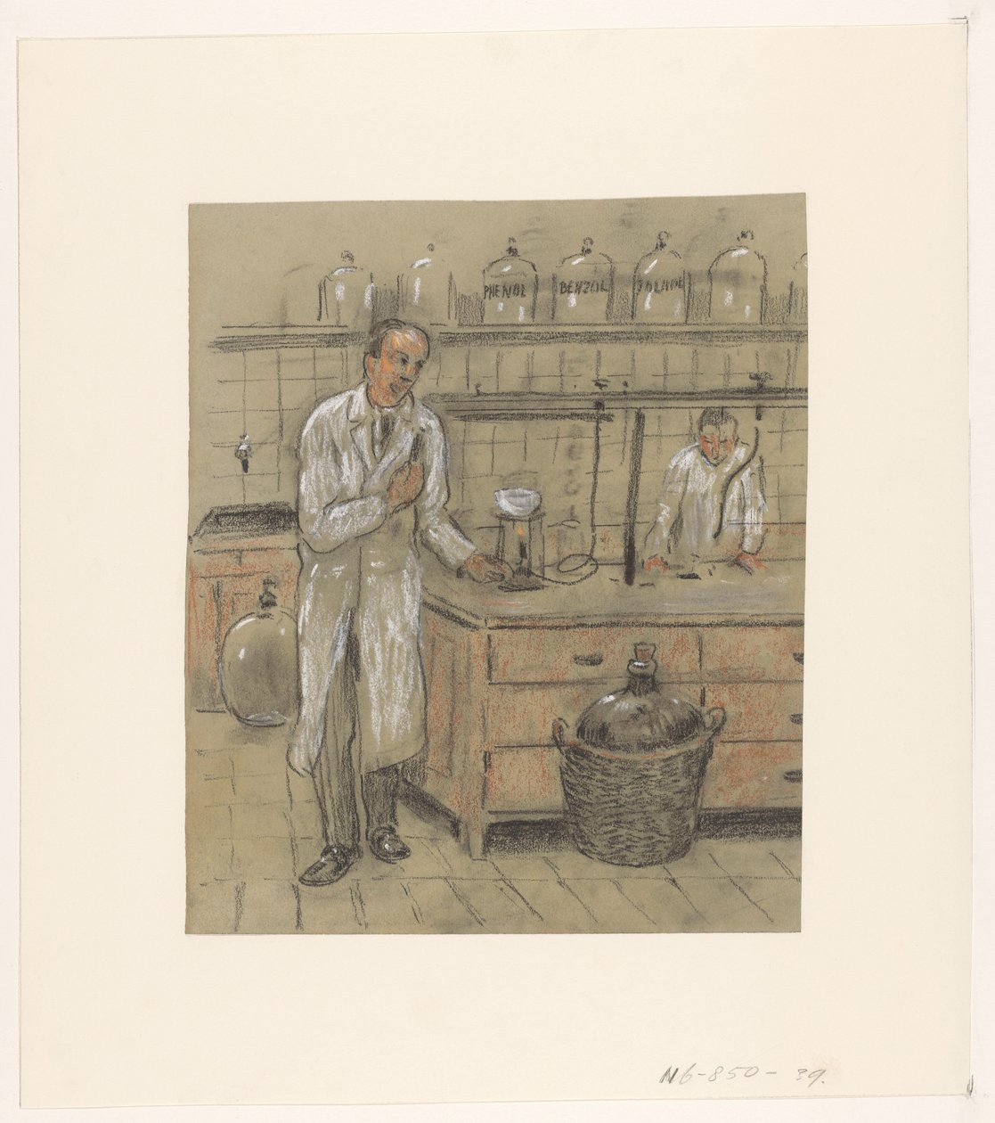 Bir laboratuvarda iki adam by Herman Heijenbrock (possibly)