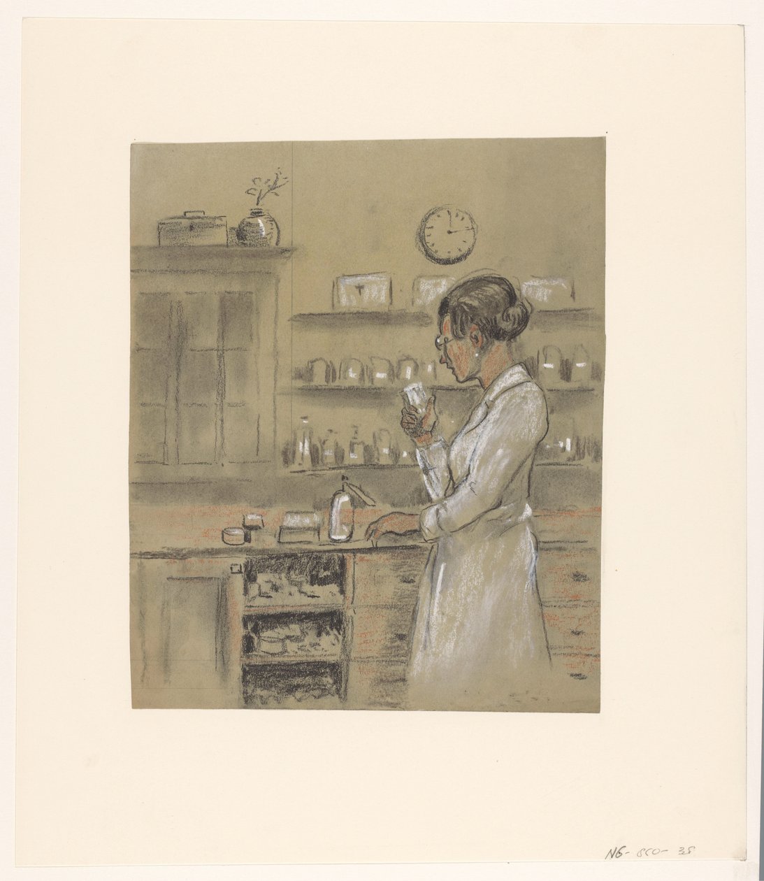 kadın, içinde, laboratuvar by Herman Heijenbrock (possibly)