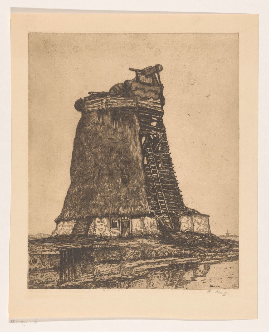 Molen (nesne üzerindeki başlık) by Herman Heuff (signed by artist)