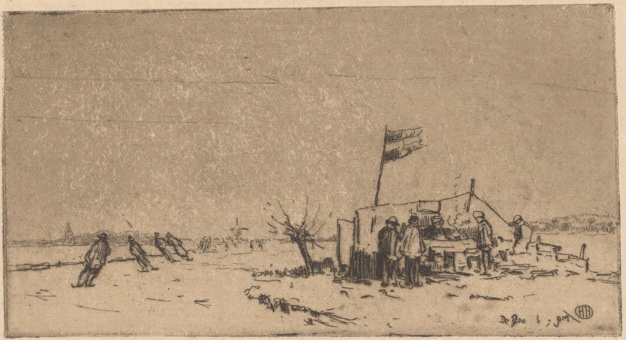Patenciler ile kış manzarası by Herman Heuff (signed by artist)