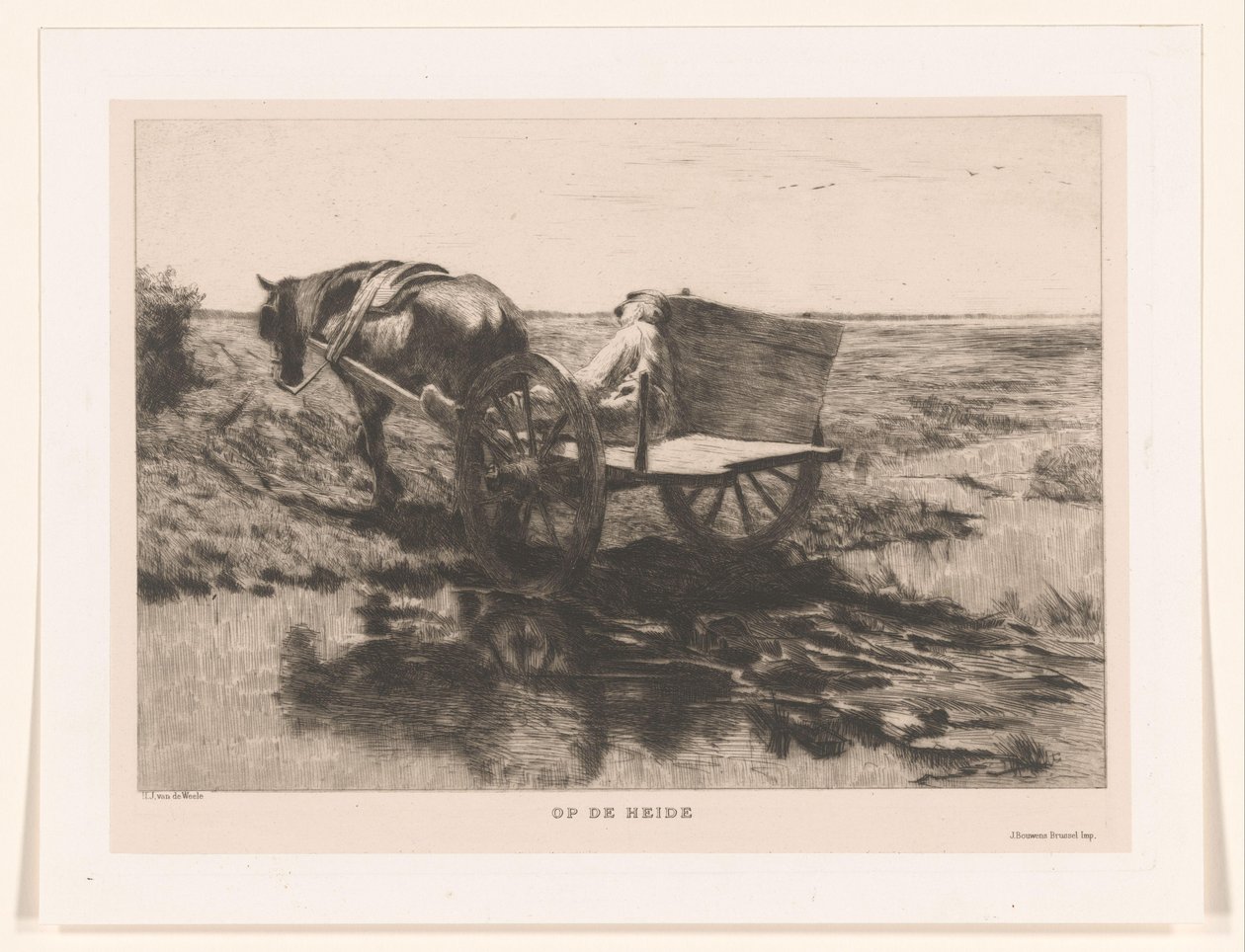 Çayırda at arabası Sağlıkta (nesnedeki başlık) by Herman Johannes van der Weele