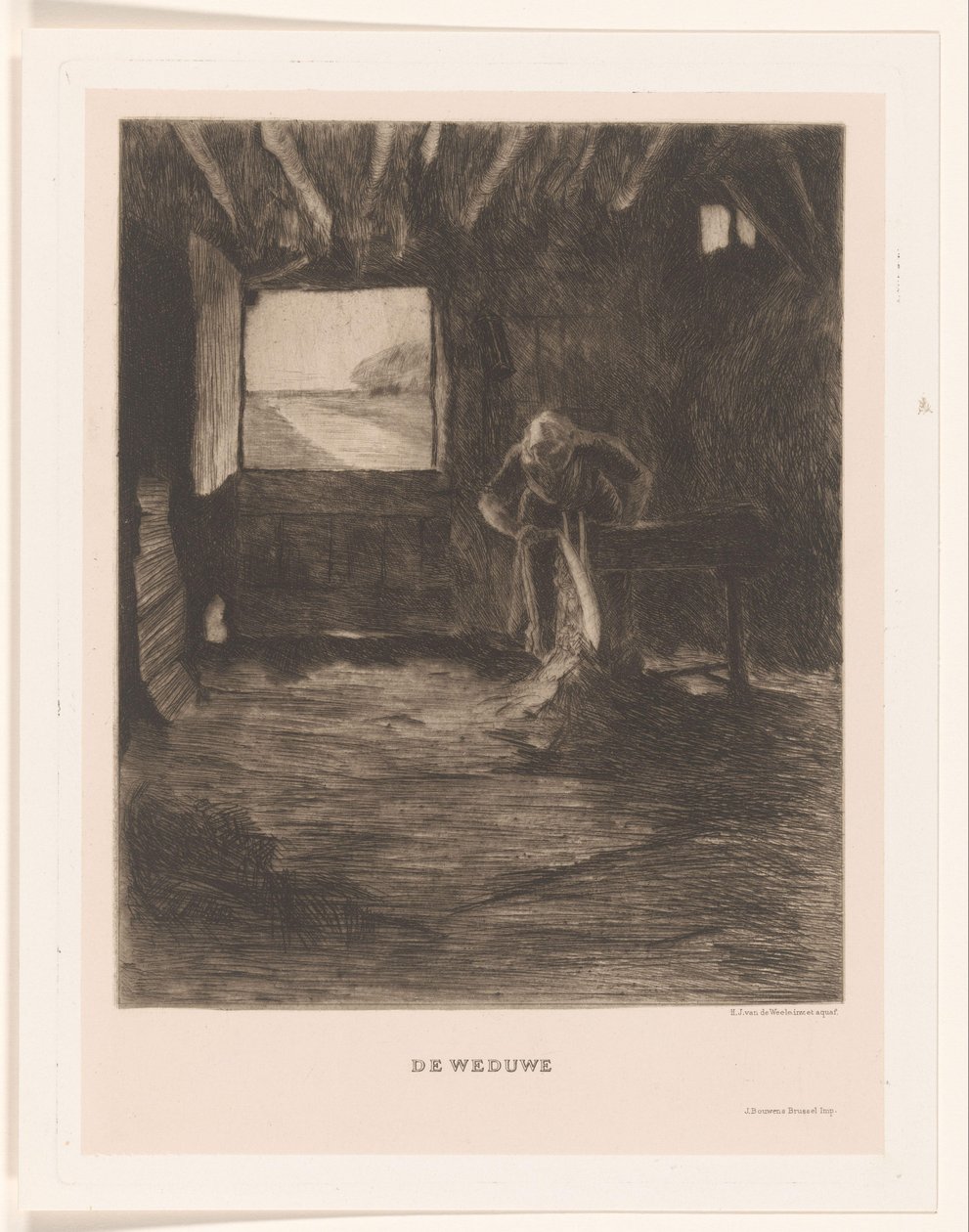 Kadın bir ahırda Dul (nesne üzerindeki başlık) by Herman Johannes van der Weele