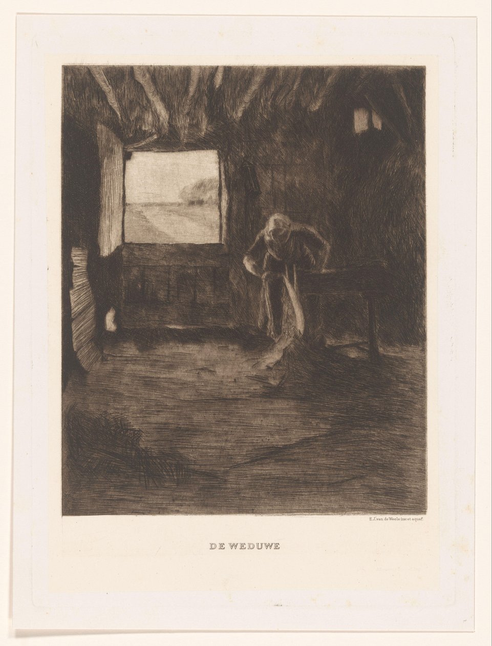 Kadın bir ahırda Dul (nesne üzerindeki başlık) by Herman Johannes van der Weele