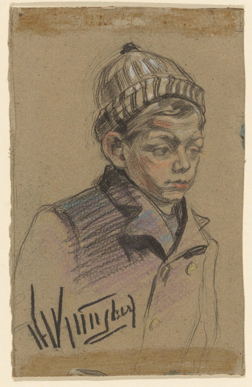 ceketli ve şapkalı çocuk by Herman Kruyder (signed by artist)