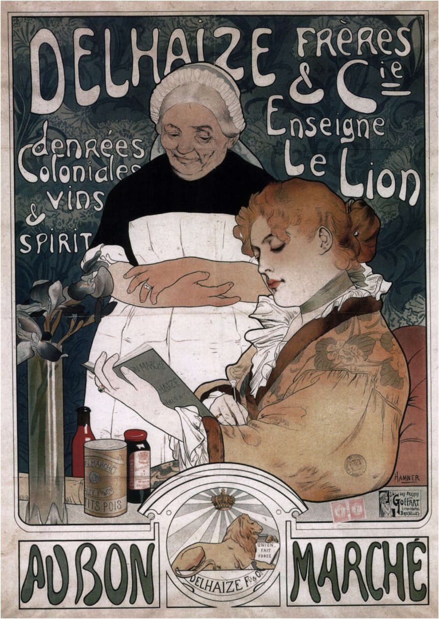 Delhaize Frères & Cie Biscuits için Reklam Afişi, 1900 by Herman Richir