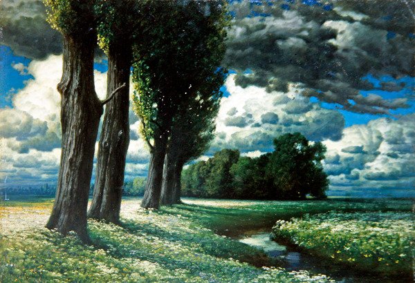 Dere kenarındaki kavaklar (tuval üzerine yağlı boya) by Herman Rüdisühli