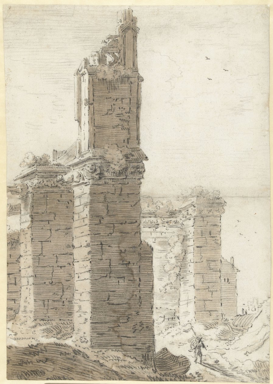 Gotik bir kilisenin yıkılması by Herman Saftleven