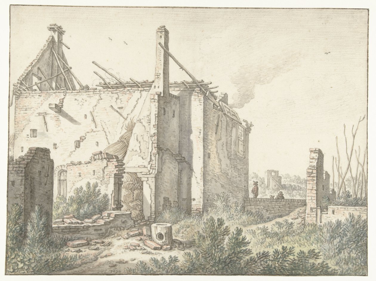 Utrecht'te bir evin harabesi by Herman Saftleven