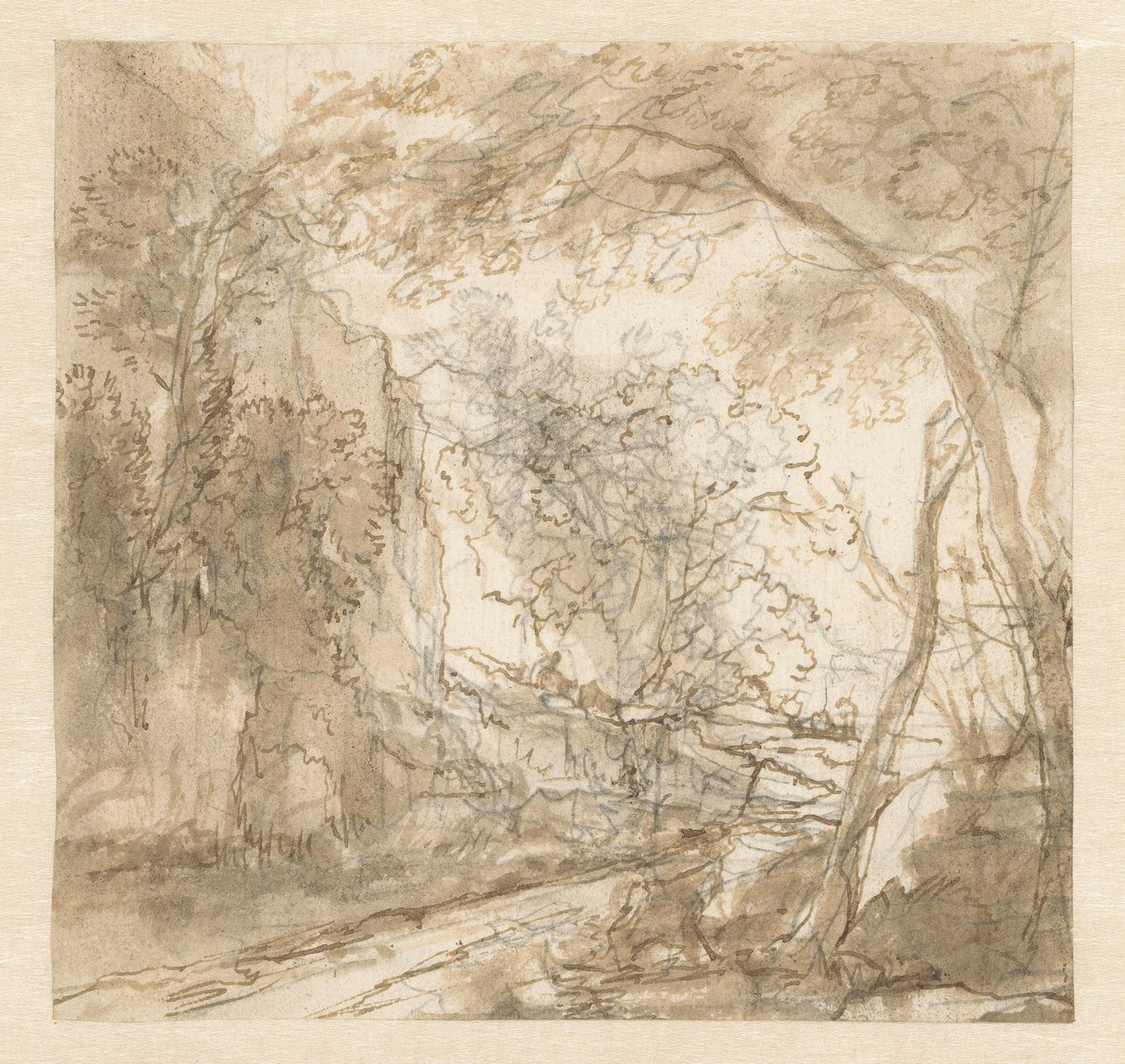 Ağaçlar arasında yol ile manzara by Herman van Swanevelt (possibly)