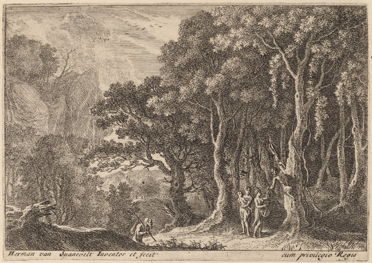 Bir Satyr Toplama Meyvesi by Herman van Swanevelt