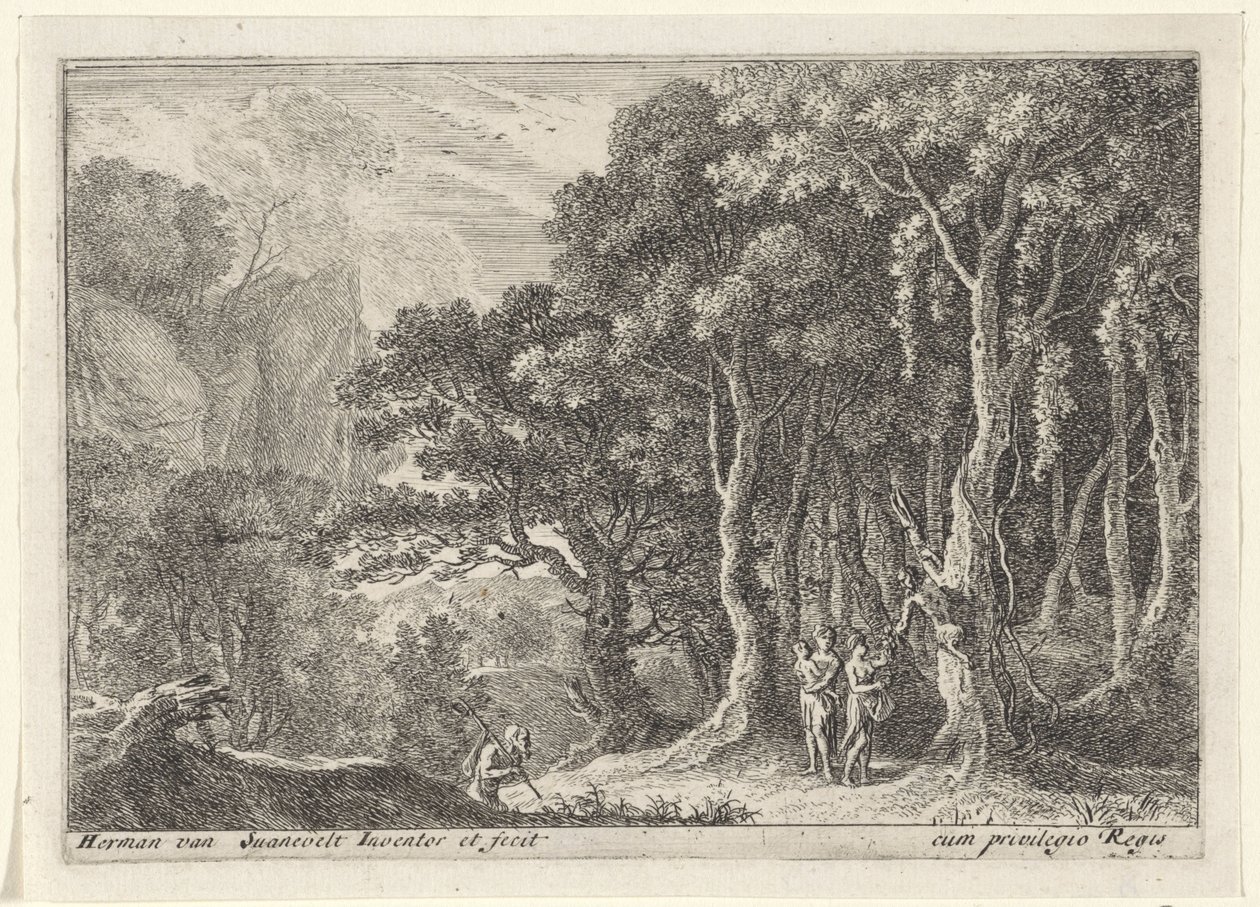 Satyr meyve toplar Satirli manzaralar (dizi başlığı) by Herman van Swanevelt