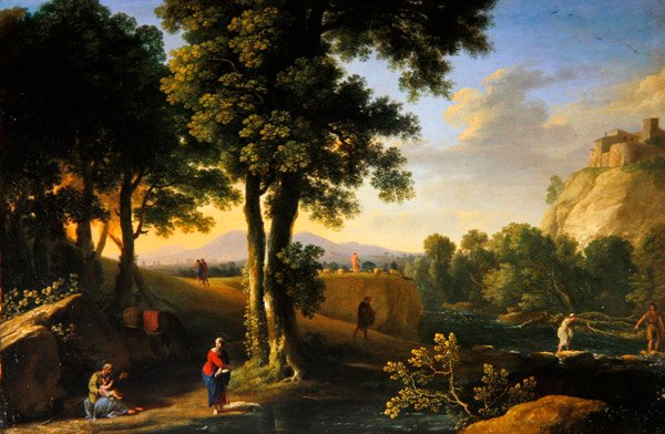 Bir Manzaradaki Kutsal Aile, 1640 dolayları (tuval üzerine yağlı boya) by Herman van Swanevelt