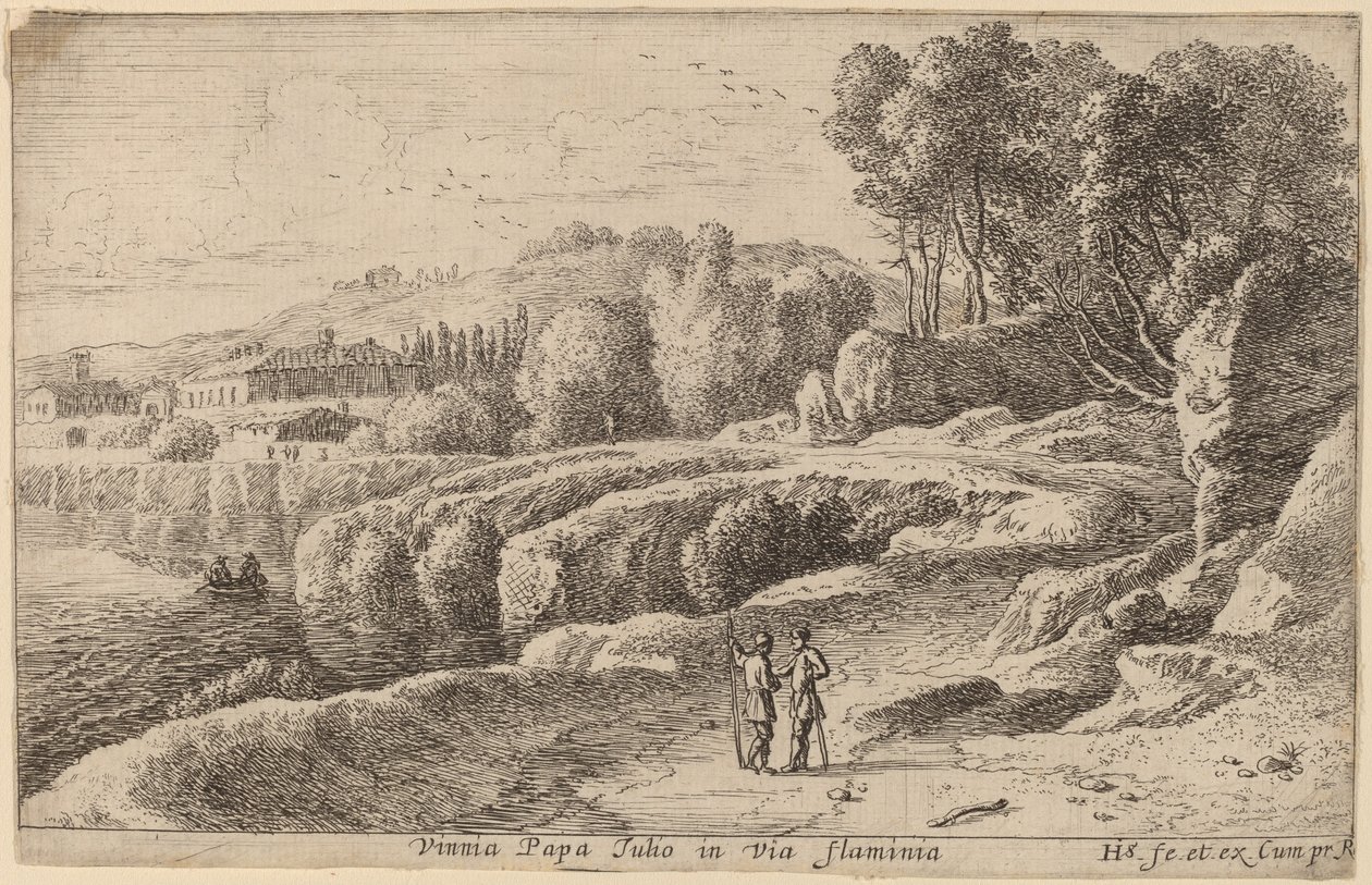 Via Flaminia üzerinde Papa Julius üzüm bağı by Herman van Swanevelt