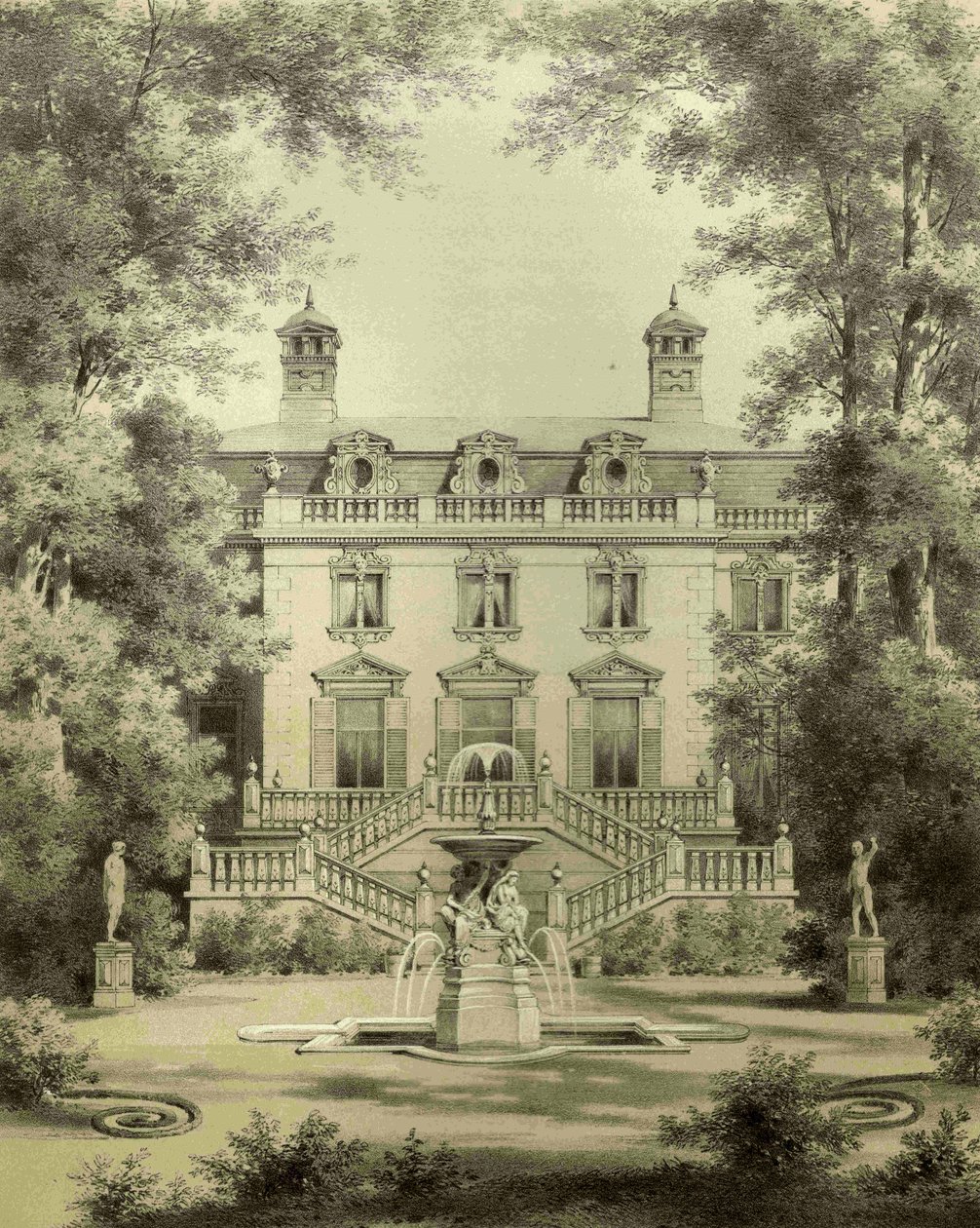 Klein-Glienicke av köşkü, bahçe tarafı by Hermann Günther