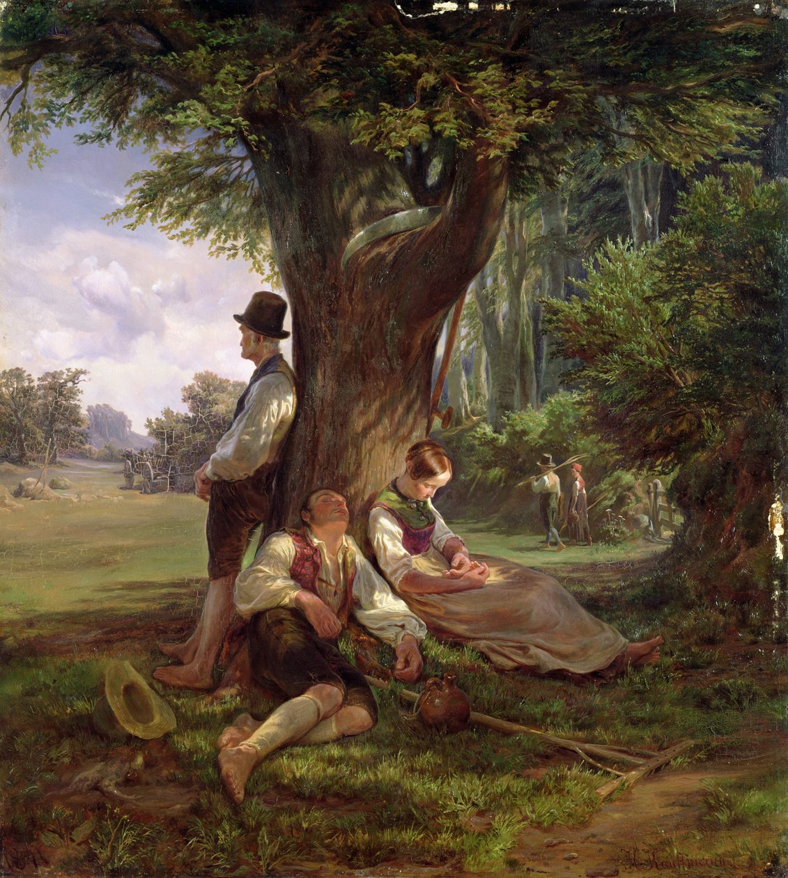 Siesta yapan köylüler, 1841 by Hermann Kauffmann