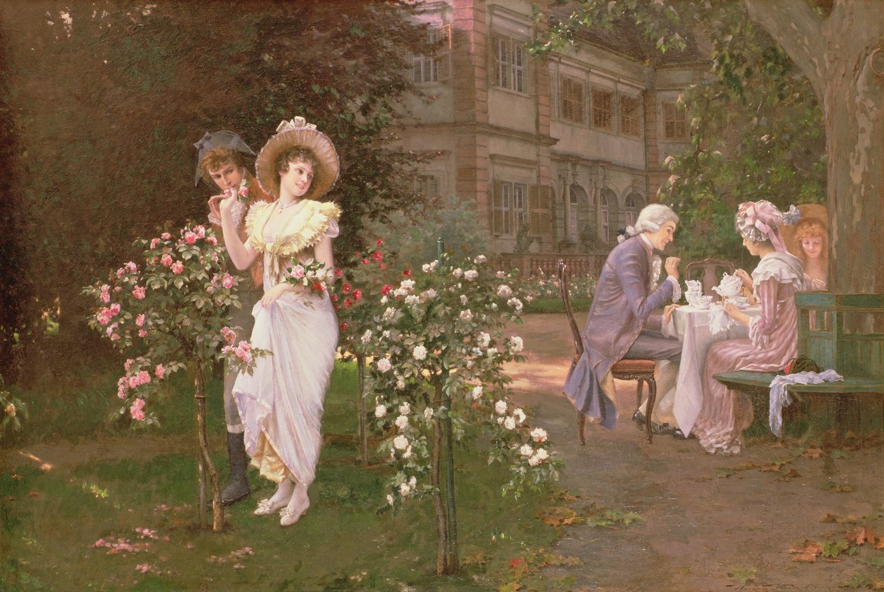 Çay saati romantizm, 19. yüzyıl by Hermann Koch