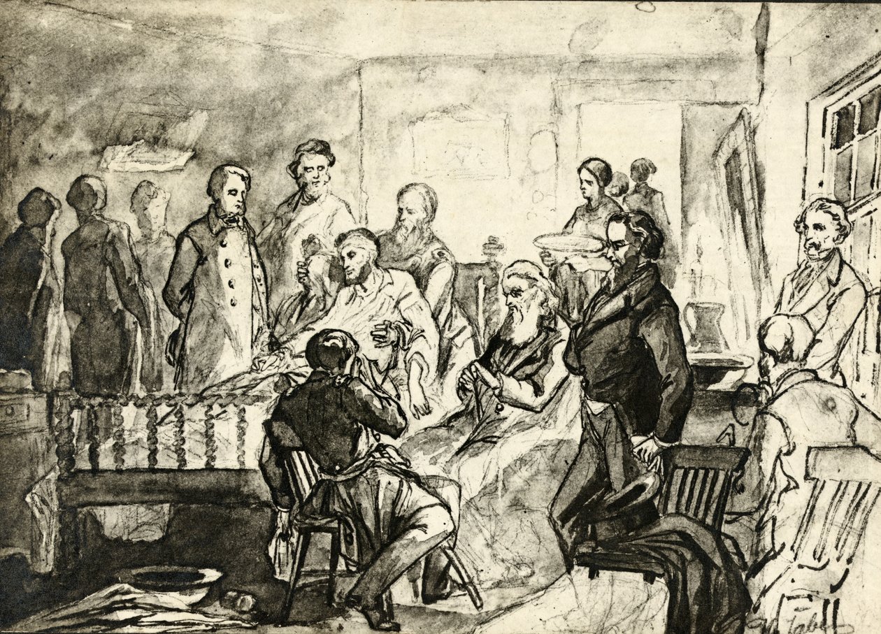 Abraham Lincoln on his Death Bed, c.1865  by Hermann Faber